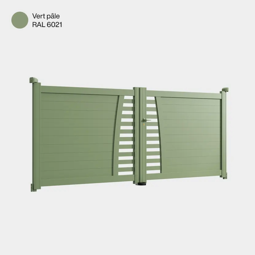 Portail aluminium: Portail double battant Helsinki Vert pale RAL 6021