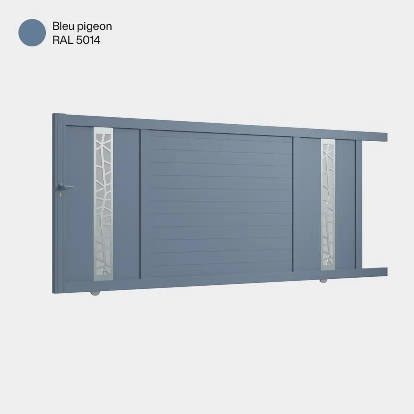 Portail aluminium: Portail coulissant Jerez Bleu pigeon RAL 5014
