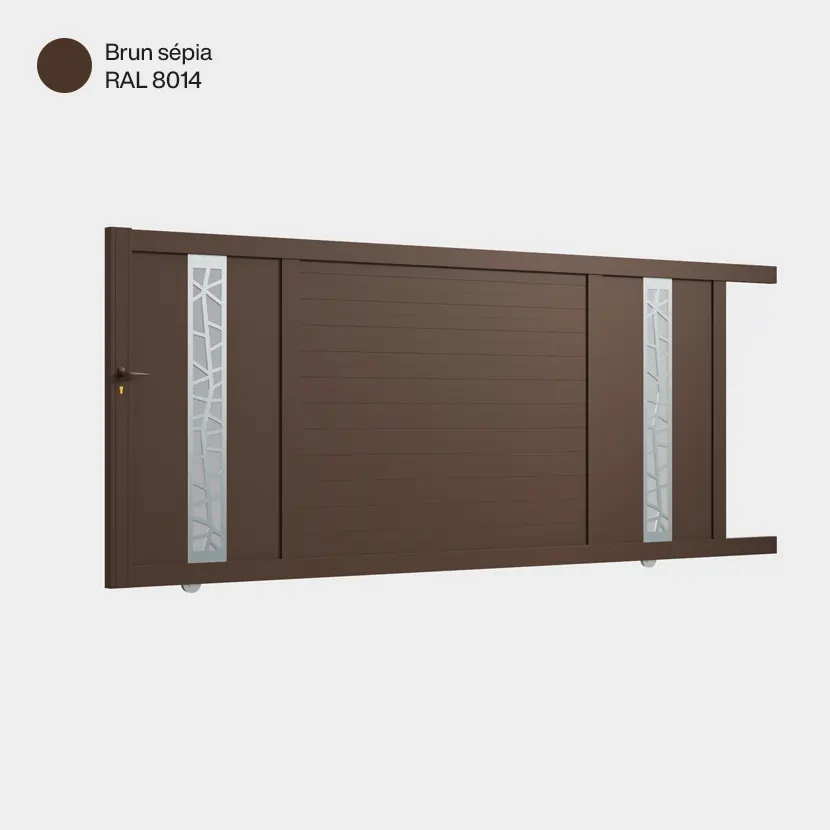 Portail aluminium: Portail coulissant Jerez Brun sepia RAL 8014