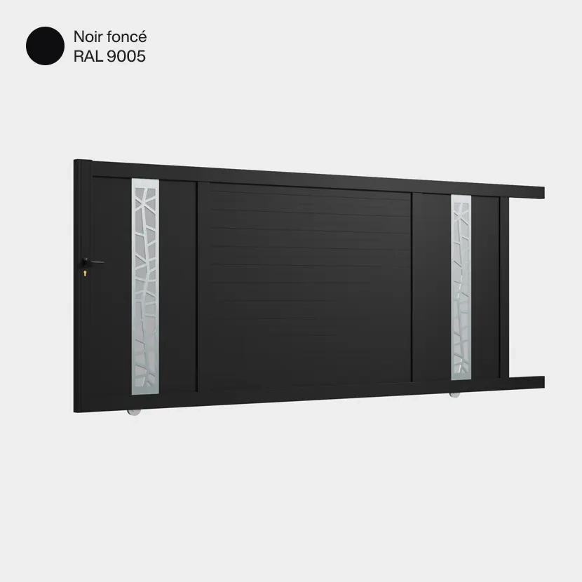 Portail aluminium: Portail coulissant Jerez Noir fonce RAL 9005