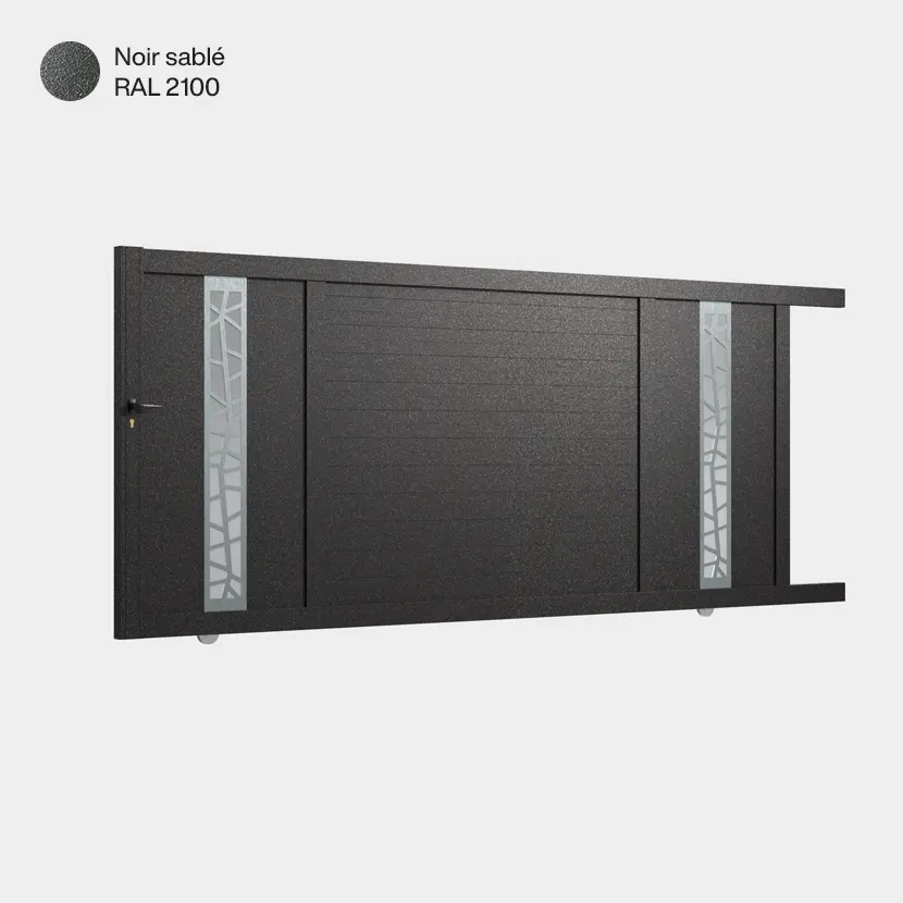 Portail aluminium: Portail coulissant Jerez Noir sable RAL 2100