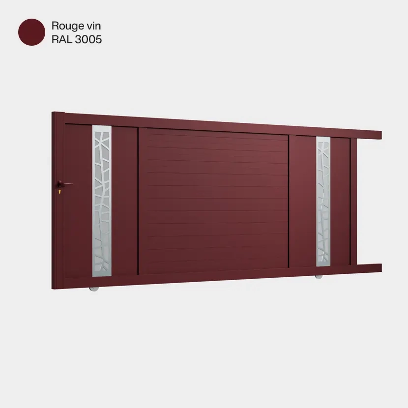 Portail aluminium: Portail coulissant Jerez Rouge Vin RAL 3005