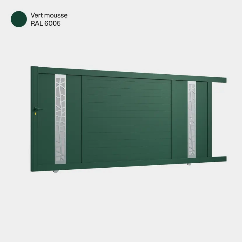 Portail aluminium: Portail coulissant Jerez Vert mousse RAL 6005