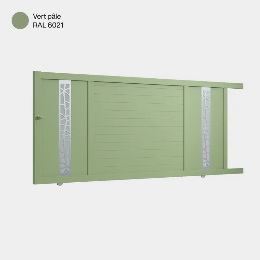 Portail aluminium: Portail coulissant Jerez Vert pale RAL 6021