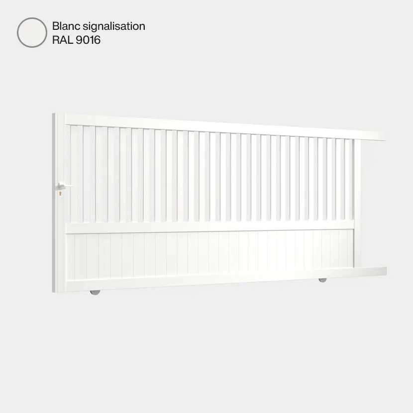 Portail aluminium: Portail coulissant Kansas Blanc signalisation RAL 9016