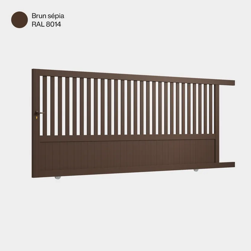 Portail aluminium: Portail coulissant Kansas Brun sepia RAL 8014
