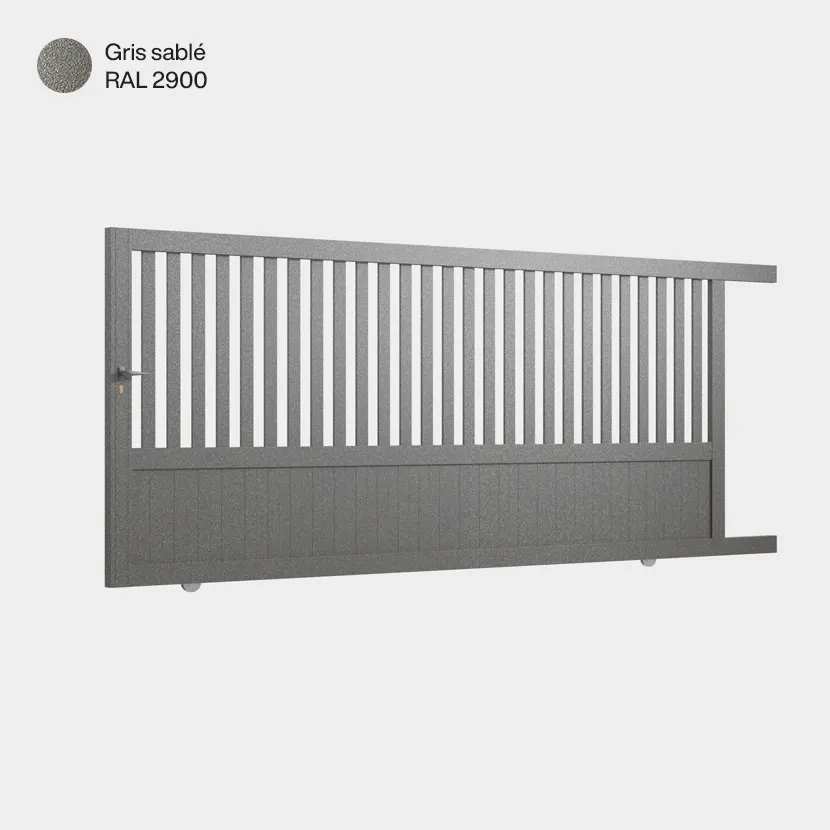 Portail aluminium: Portail coulissant Kansas Gris sable RAL 2900