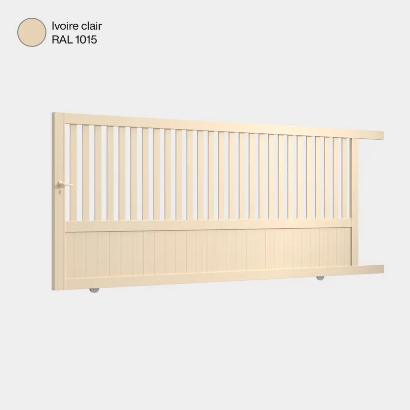Portail aluminium: Portail coulissant Kansas Ivoire clair RAL 1015