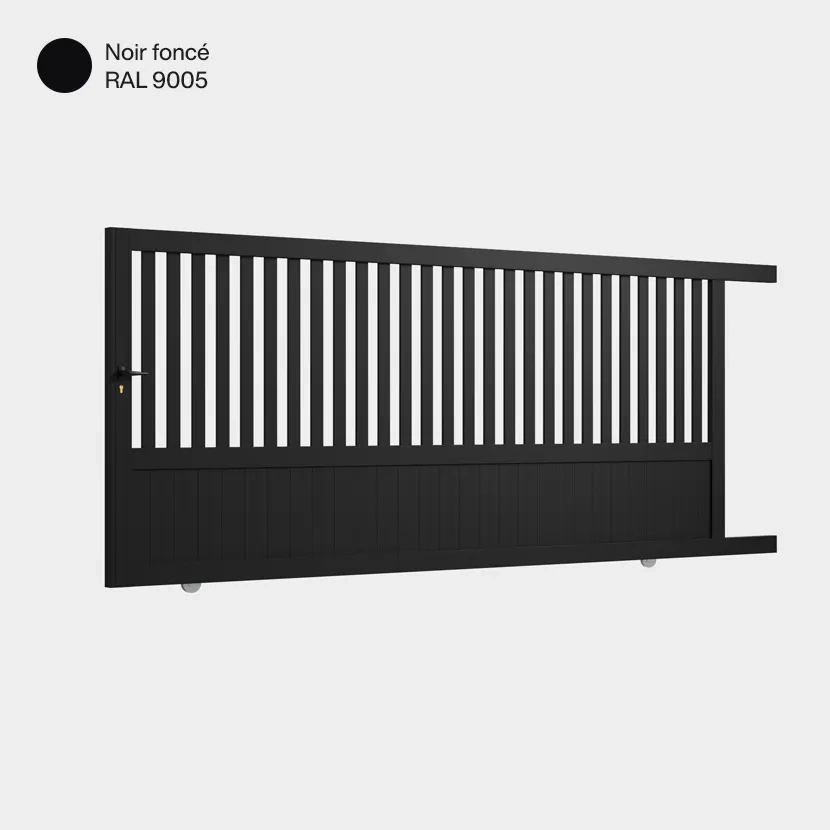 Portail aluminium: Portail coulissant Kansas Noir fonce RAL 9005