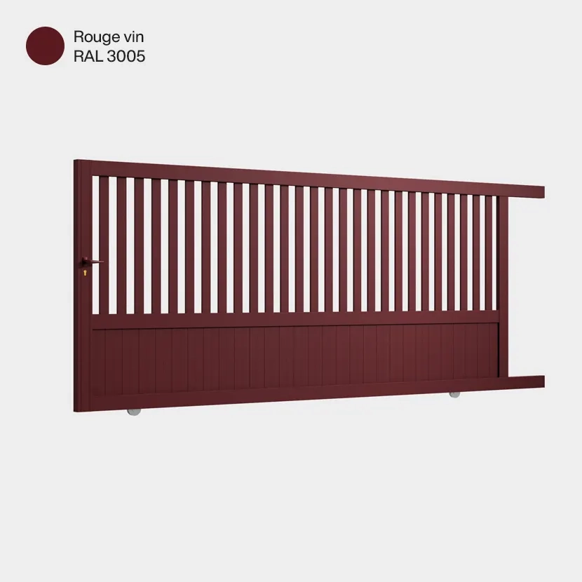 Portail aluminium: Portail coulissant Kansas Rouge Vin RAL 3005