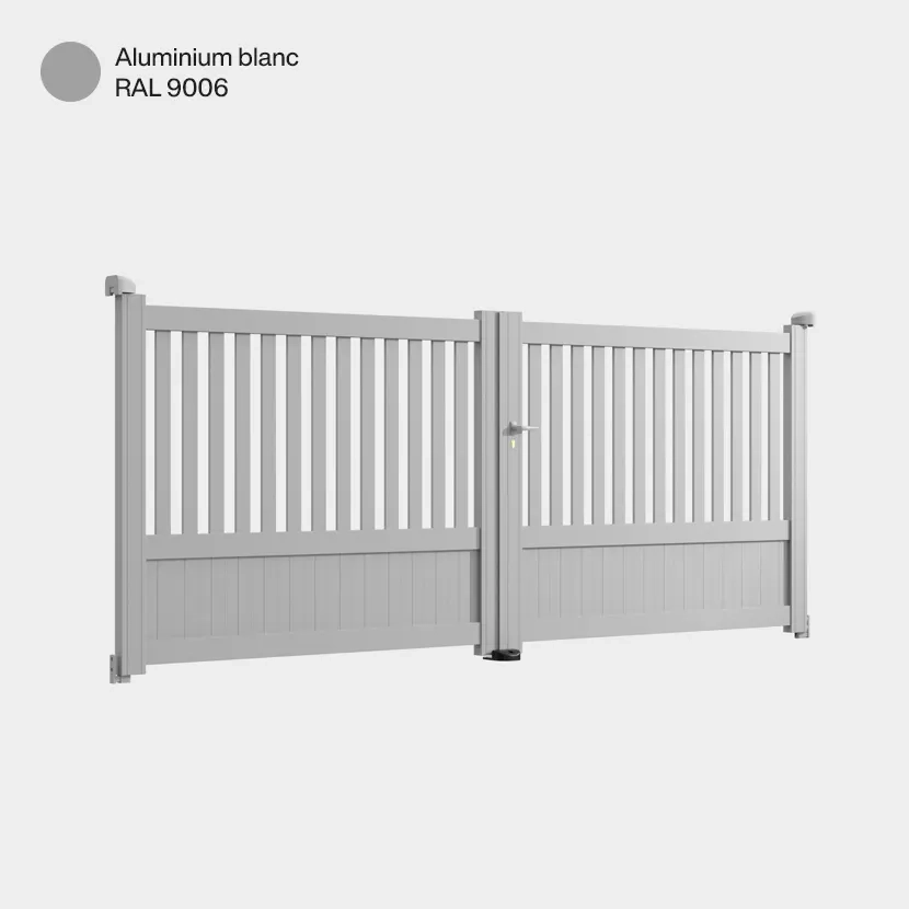 Portail aluminium: Portail double battant Kansas Aluminium Blanc RAL 9006