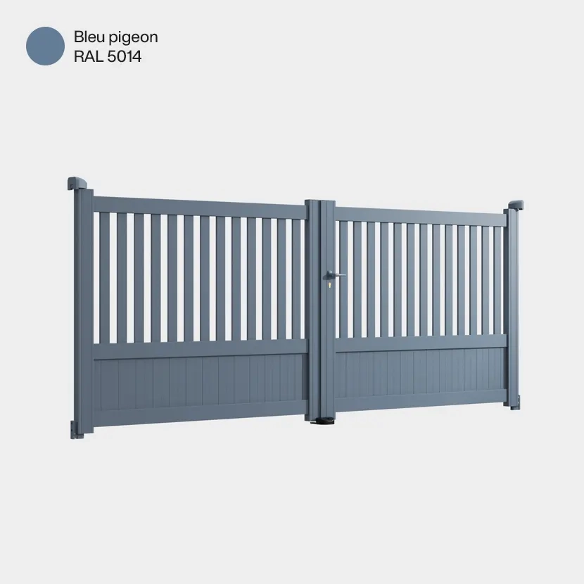 Portail aluminium: Portail double battant Kansas Bleu pigeon RAL 5014