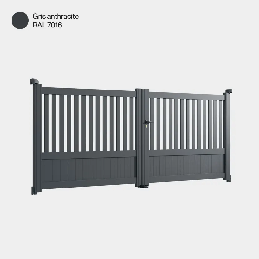 Portail aluminium: Portail double battant Kansas Gris Anthracite RAL 7016