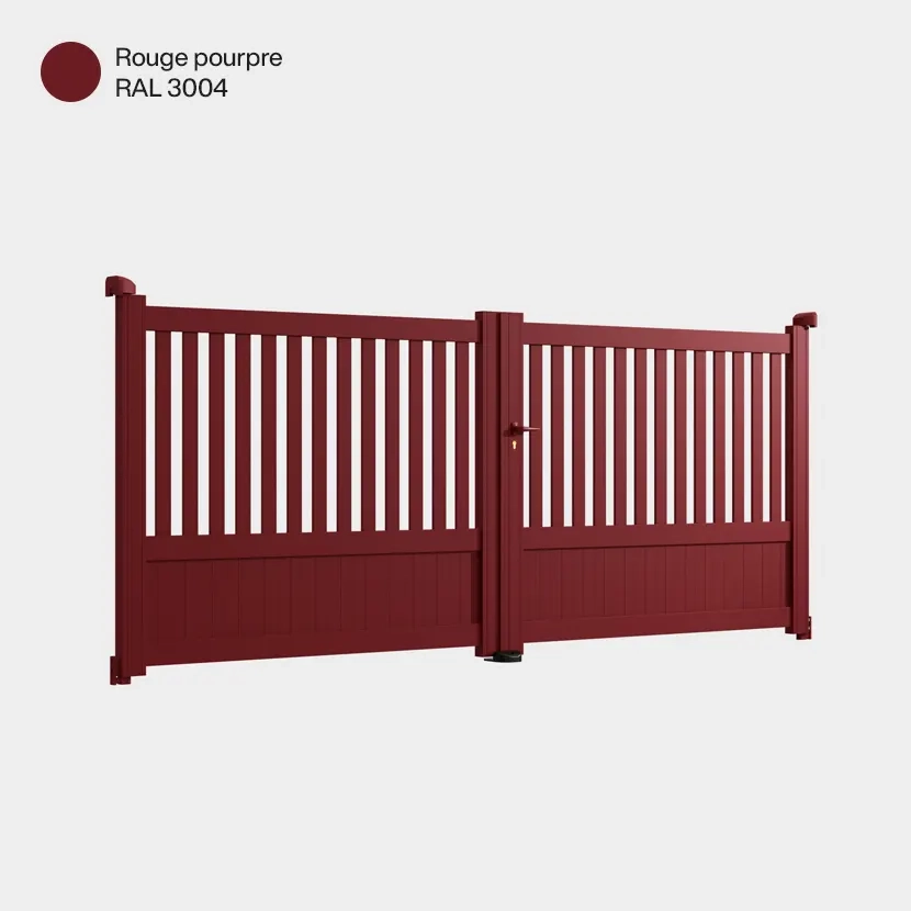 Portail aluminium: Portail double battant Kansas Rouge Pourpre RAL 3004
