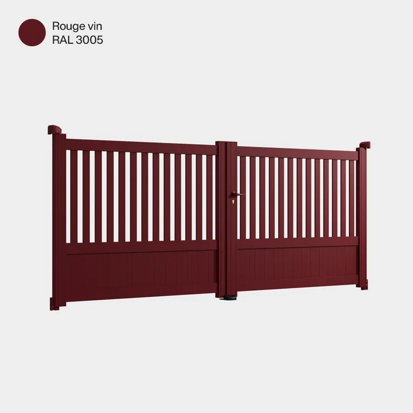 Portail aluminium: Portail double battant Kansas Rouge Vin RAL 3005