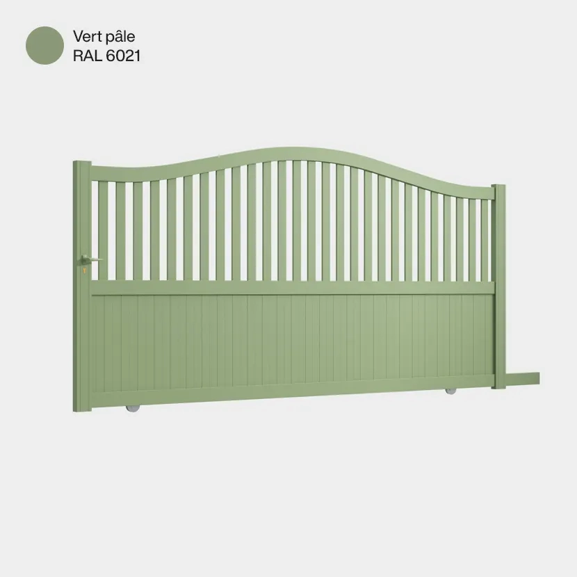 Portail aluminium: Portail coulissant Leipzig Vert pale RAL 6021