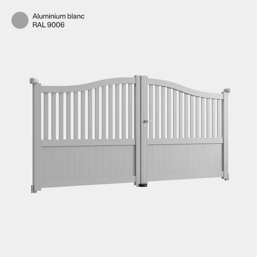 Portail aluminium: Portail double battant Leipzig Aluminium Blanc RAL 9006