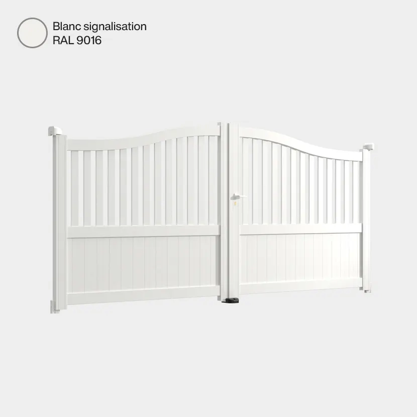 Portail aluminium: Portail double battant Leipzig Blanc signalisation RAL 9016