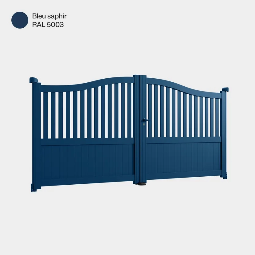 Portail aluminium: Portail double battant Leipzig Bleu saphir RAL 5003