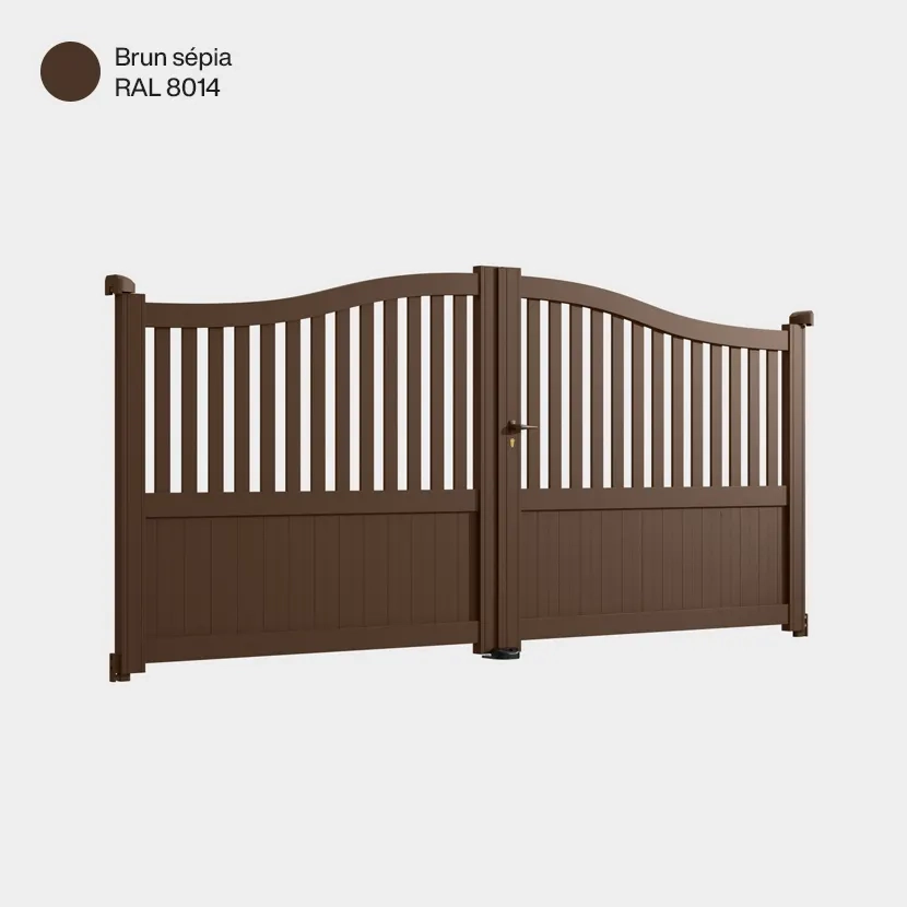 Portail aluminium: Portail double battant Leipzig Brun sepia RAL 8014