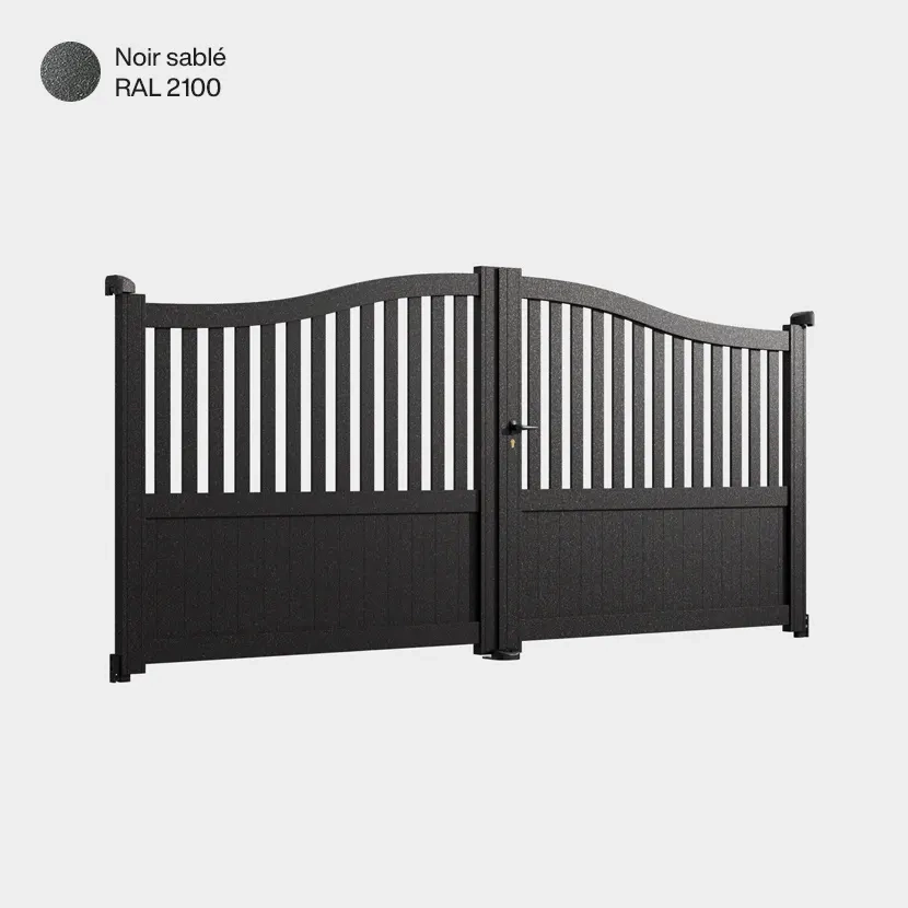 Portail aluminium: Portail double battant Leipzig Noir sable RAL 2100