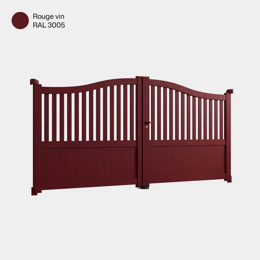 Portail aluminium: Portail double battant Leipzig Rouge Vin RAL 3005