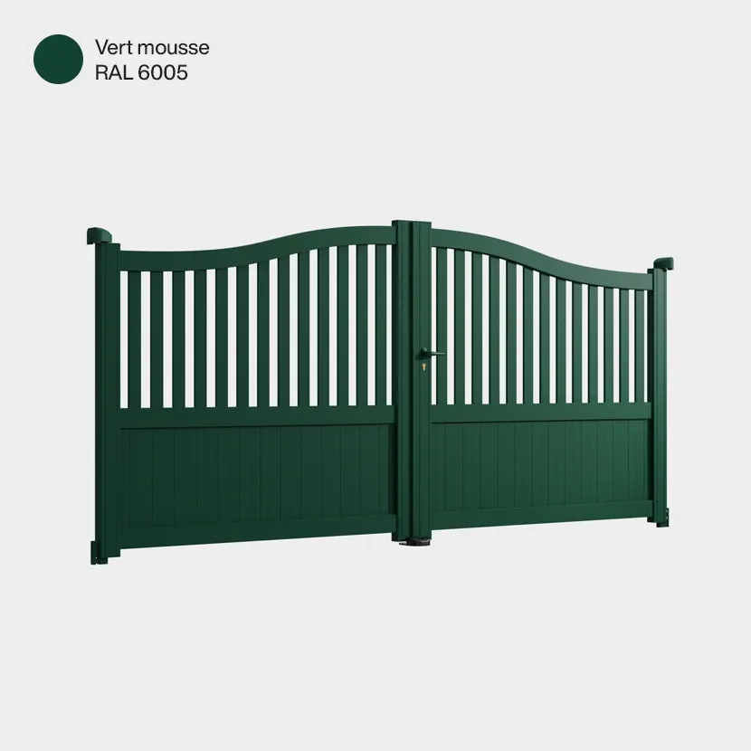 Portail aluminium: Portail double battant Leipzig Vert mousse RAL 6005