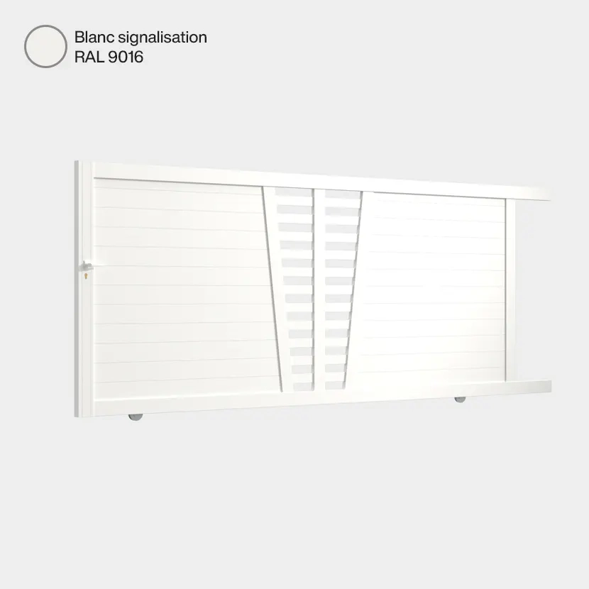 Portail aluminium: Portail coulissant Linz Blanc signalisation RAL 9016
