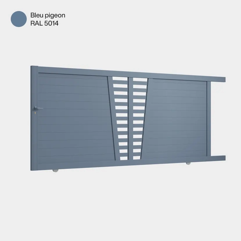 Portail aluminium: Portail coulissant Linz Bleu pigeon RAL 5014