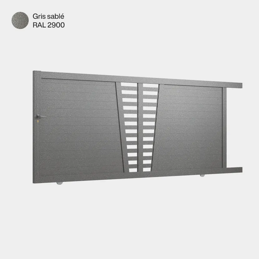 Portail aluminium: Portail coulissant Linz Gris sable RAL 2900