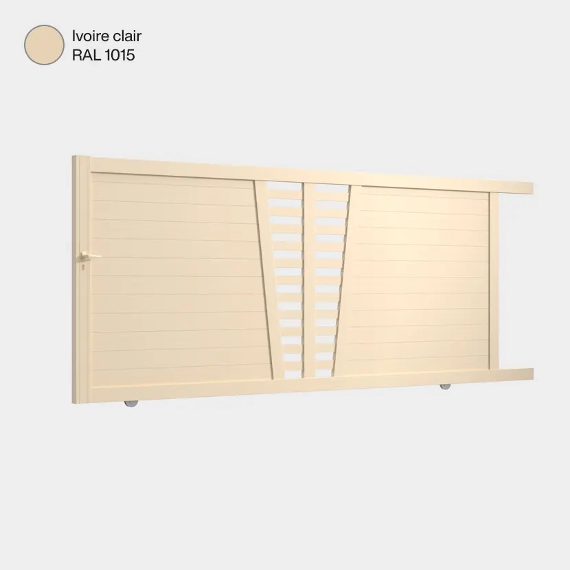 Portail aluminium: Portail coulissant Linz Ivoire clair RAL 1015