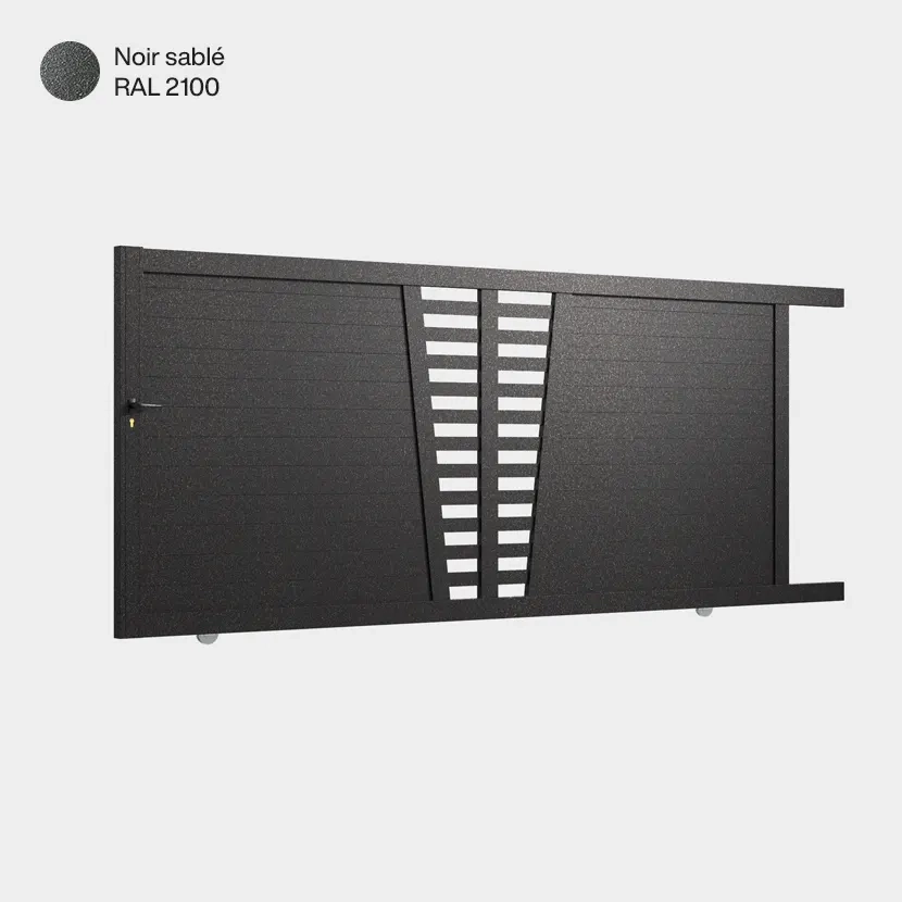 Portail aluminium: Portail coulissant Linz Noir sable RAL 2100