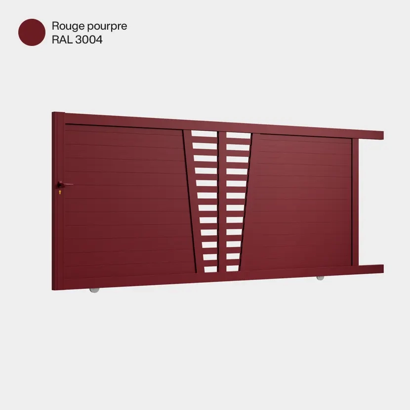 Portail aluminium: Portail coulissant Linz Rouge Pourpre RAL 3004