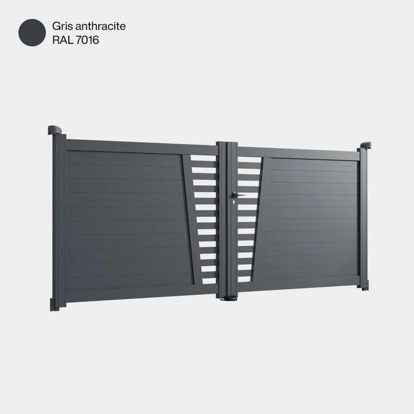 Portail aluminium: Portail double battant Linz Gris Anthracite RAL 7016