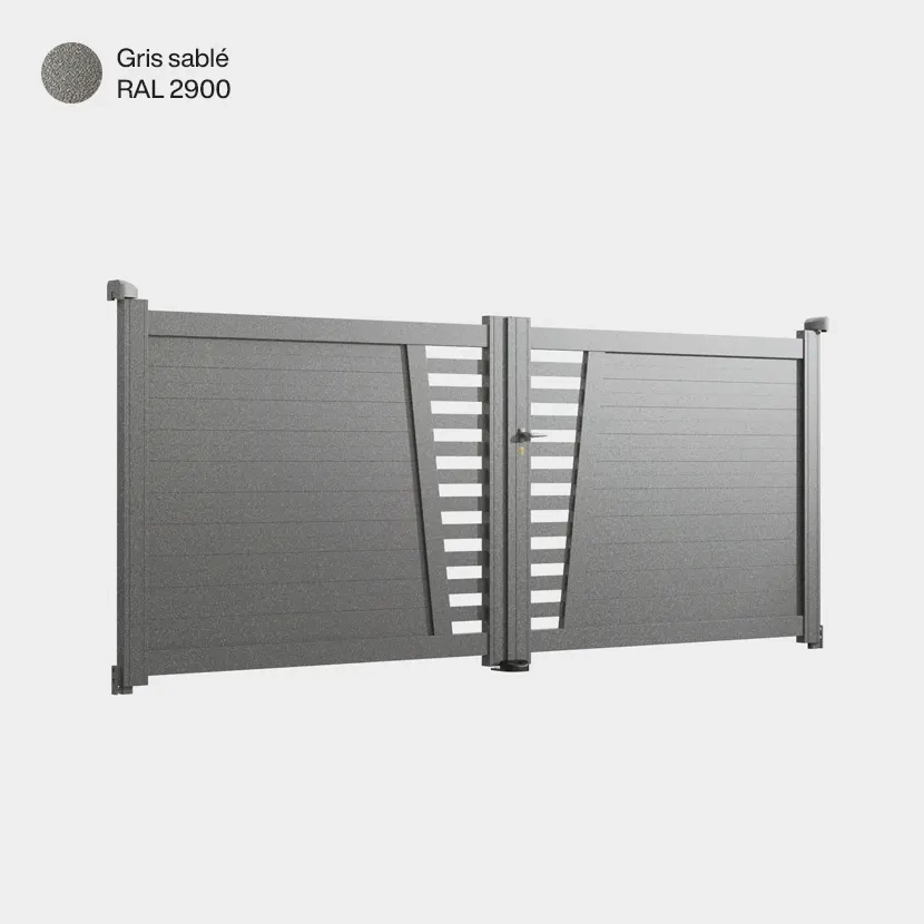 Portail aluminium: Portail double battant Linz Gris sable RAL 2900