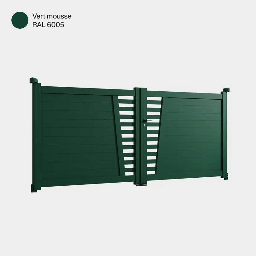 Portail aluminium: Portail double battant Linz Vert mousse RAL 6005