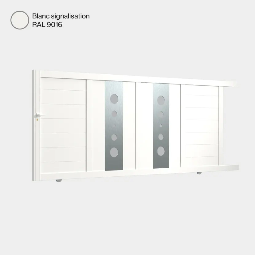 Portail aluminium: Portail coulissant Marseille Blanc signalisation RAL 9016