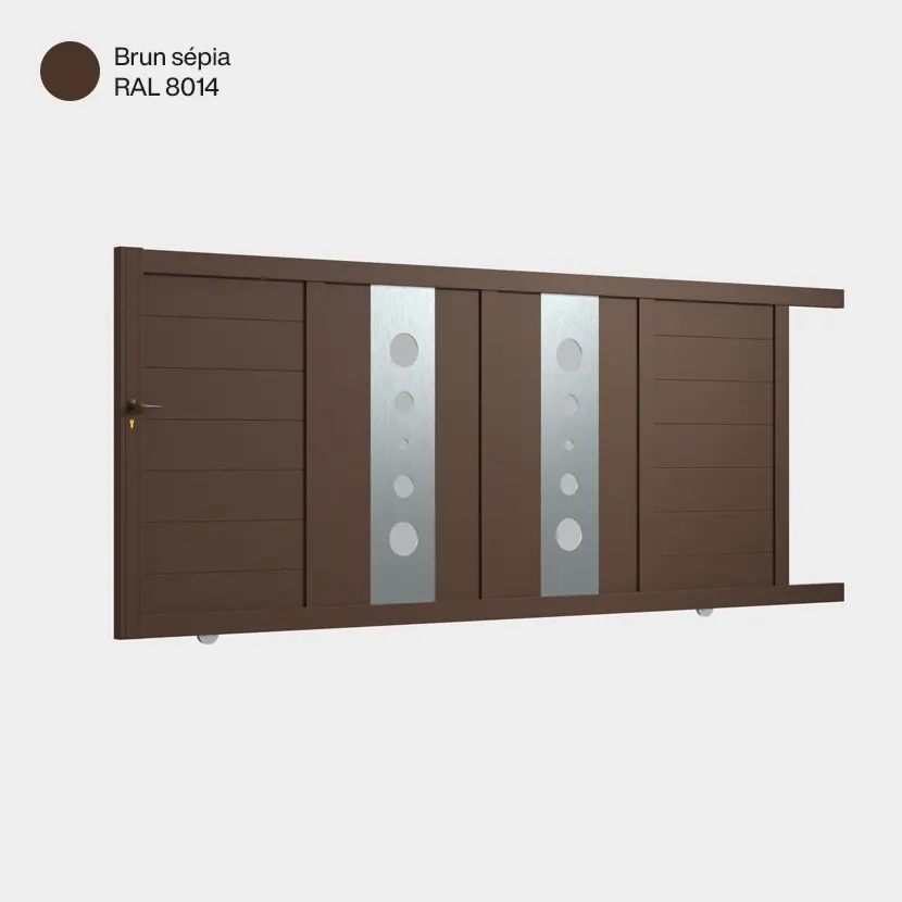 Portail aluminium: Portail coulissant Marseille Brun sepia RAL 8014