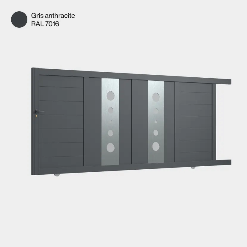 Portail aluminium: Portail coulissant Marseille Gris Anthracite RAL 7016