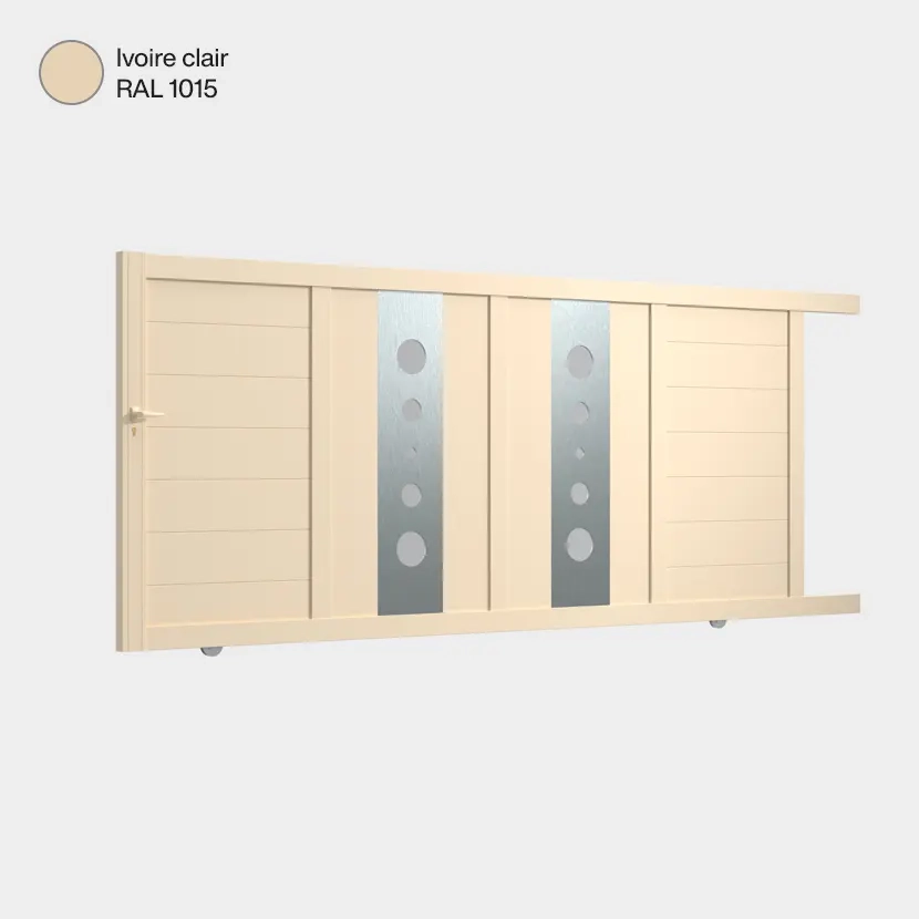 Portail aluminium: Portail coulissant Marseille Ivoire clair RAL 1015