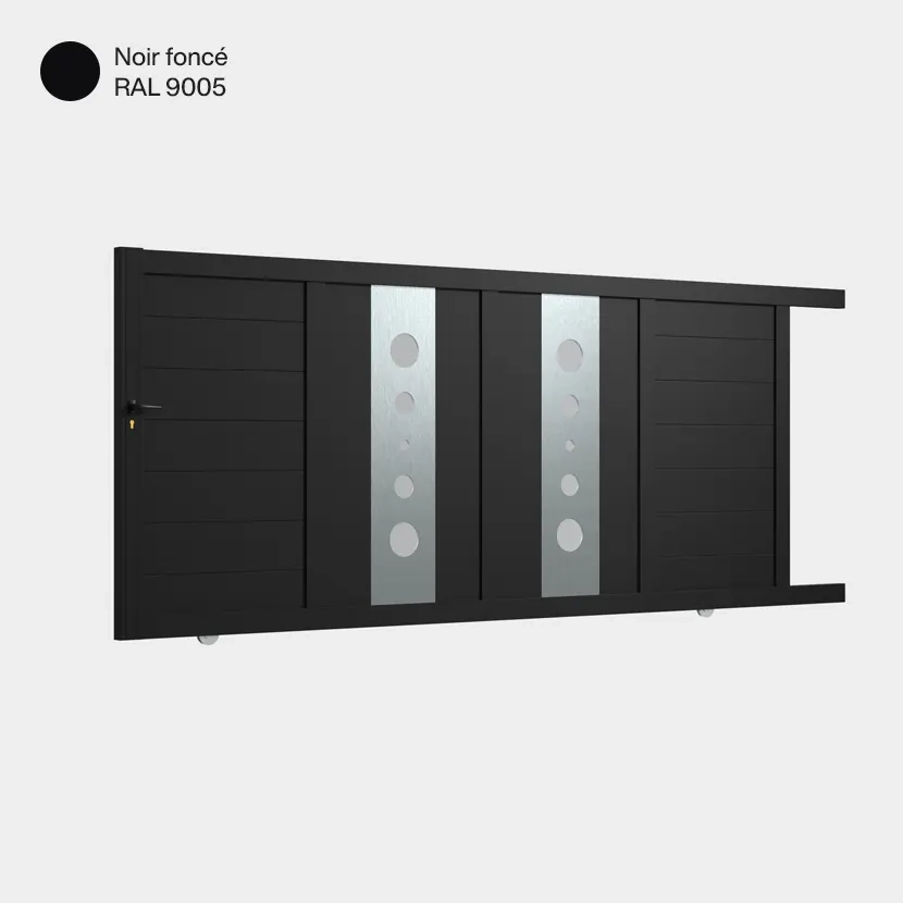 Portail aluminium: Portail coulissant Marseille Noir fonce RAL 9005