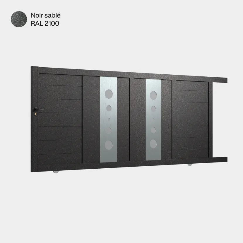 Portail aluminium: Portail coulissant Marseille Noir sable RAL 2100