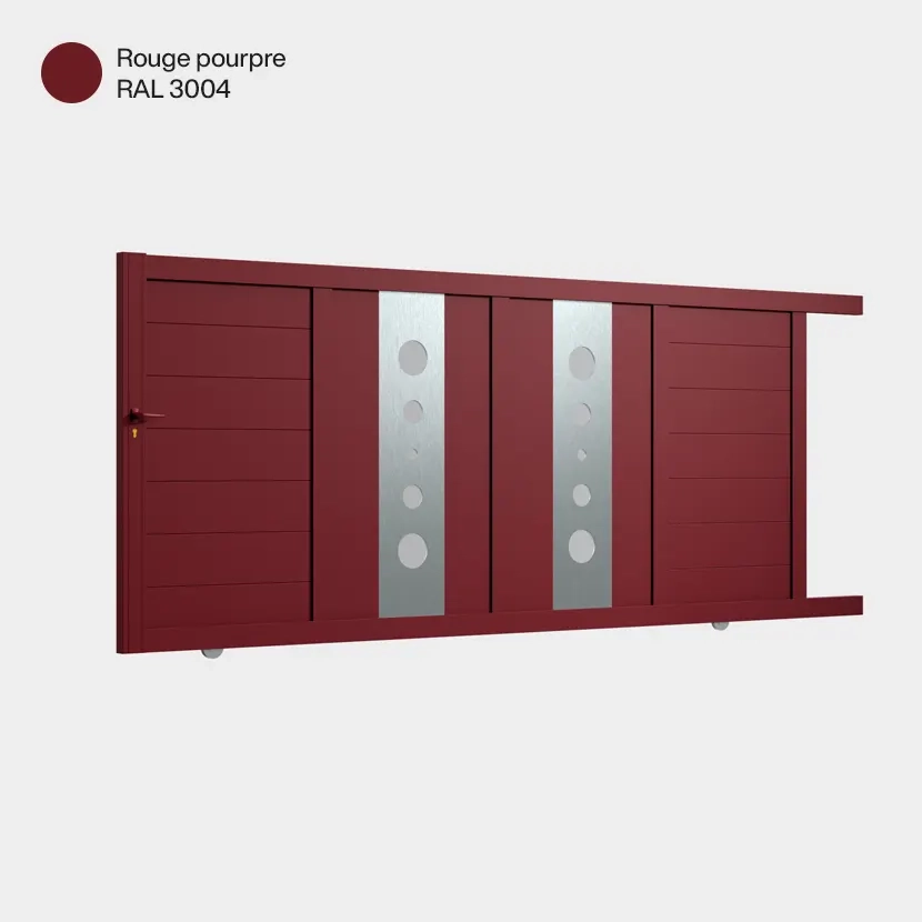 Portail aluminium: Portail coulissant Marseille Rouge Pourpre RAL 3004