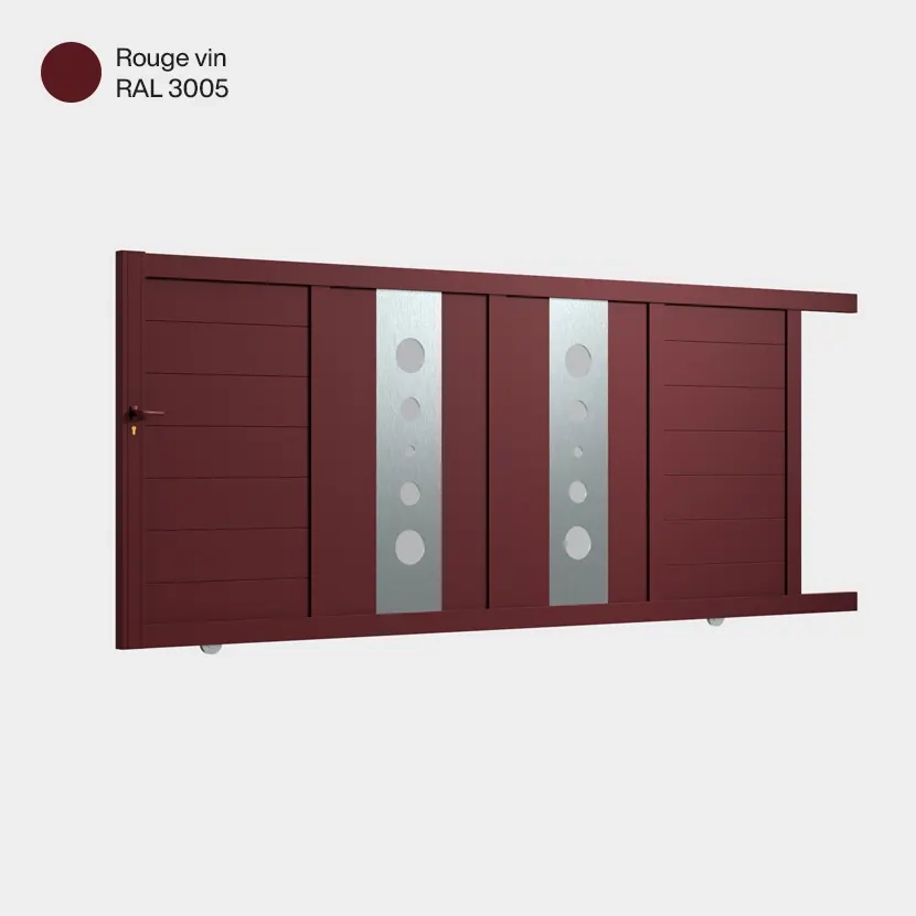 Portail aluminium: Portail coulissant Marseille Rouge Vin RAL 3005