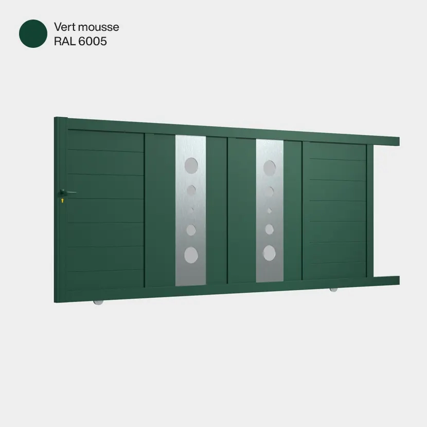 Portail aluminium: Portail coulissant Marseille Vert mousse RAL 6005
