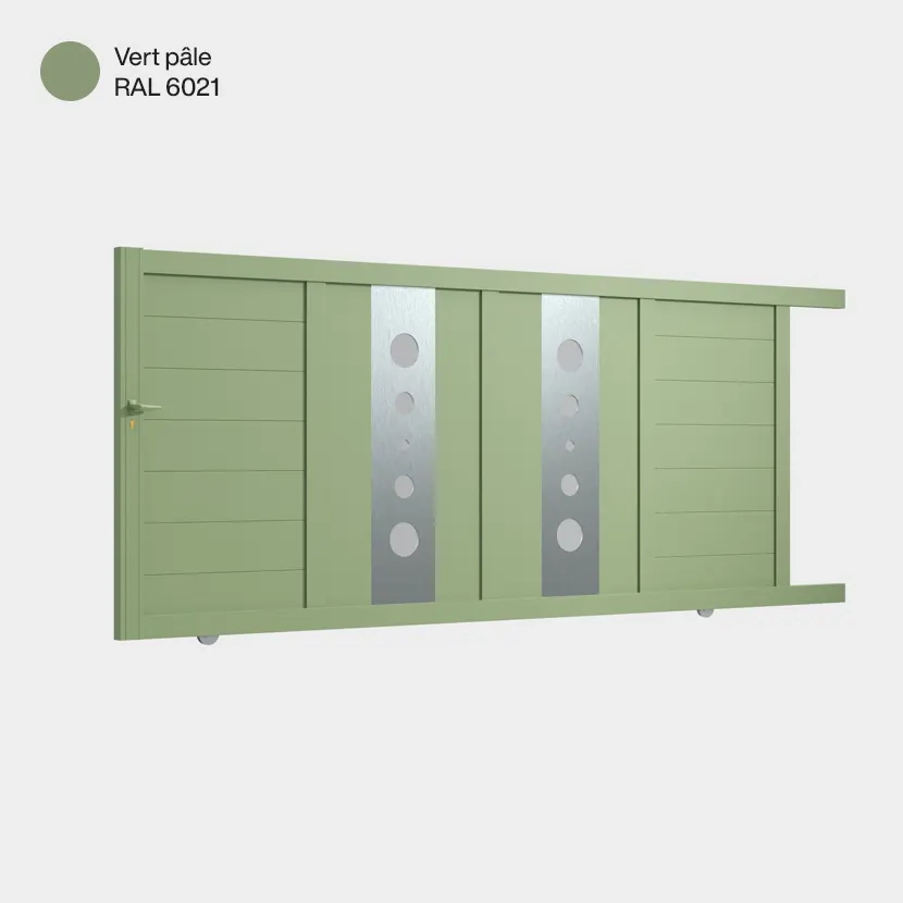 Portail aluminium: Portail coulissant Marseille Vert pale RAL 6021