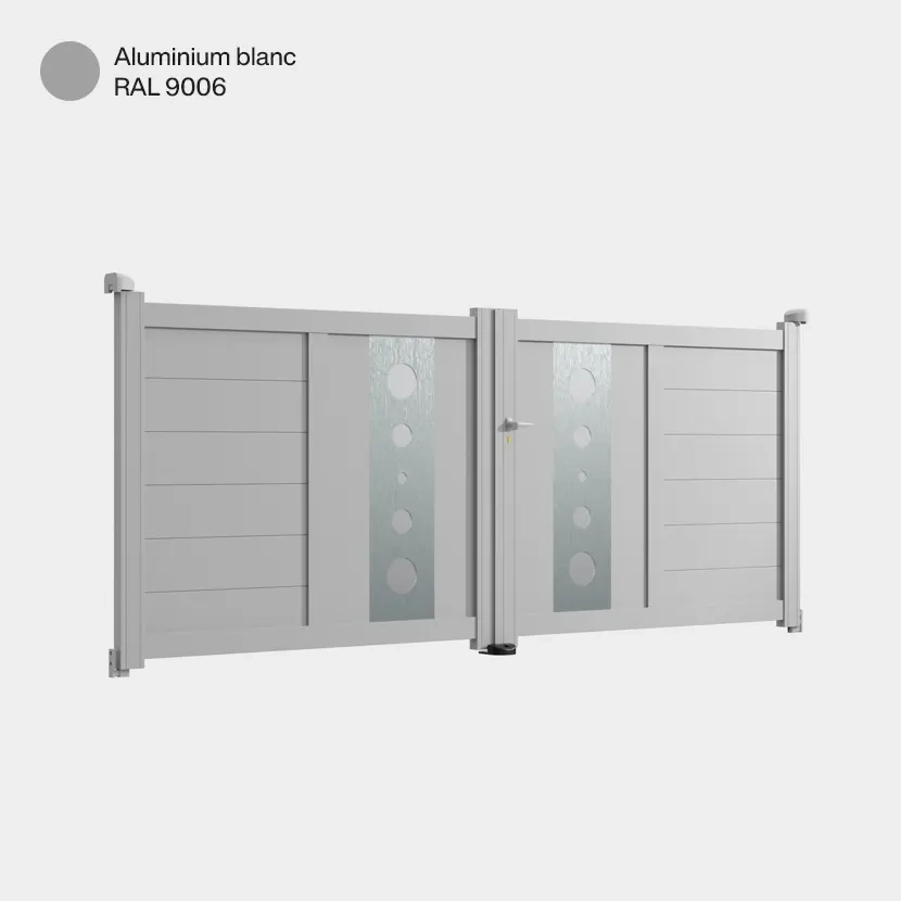 Portail aluminium: Portail double battant Marseille Aluminium Blanc RAL 9006