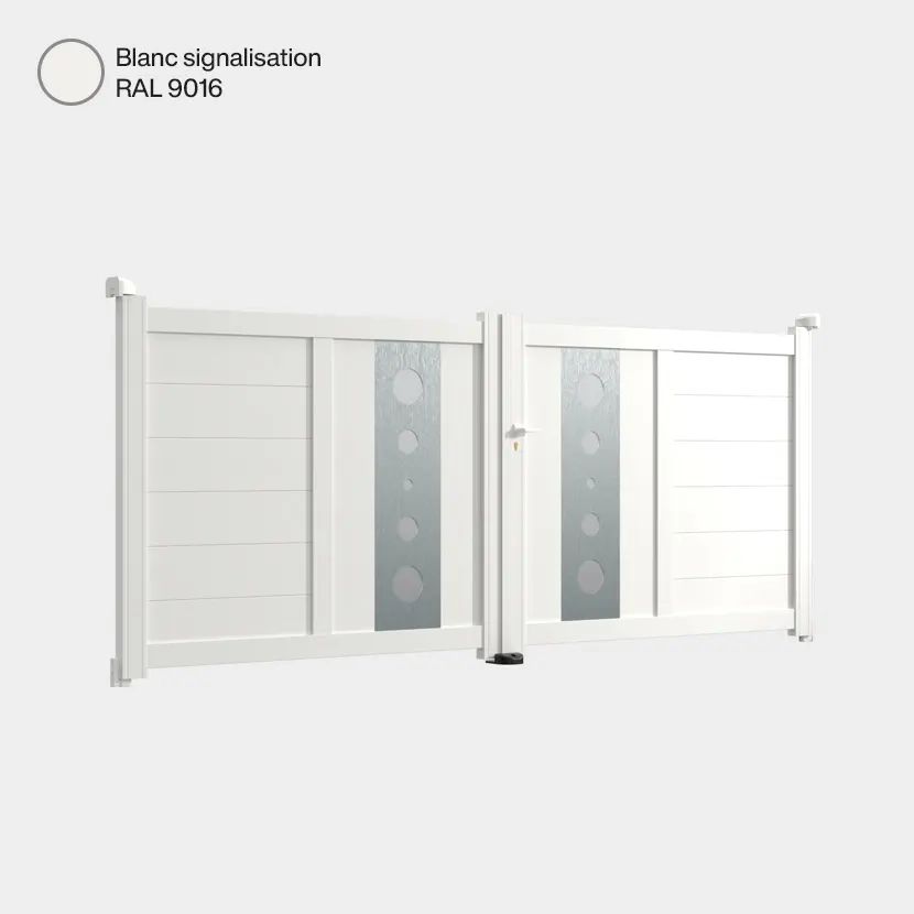 Portail aluminium: Portail double battant Marseille Blanc signalisation RAL 9016