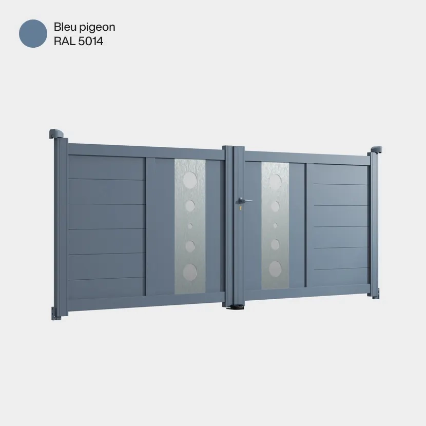 Portail aluminium: Portail double battant Marseille Bleu pigeon RAL 5014