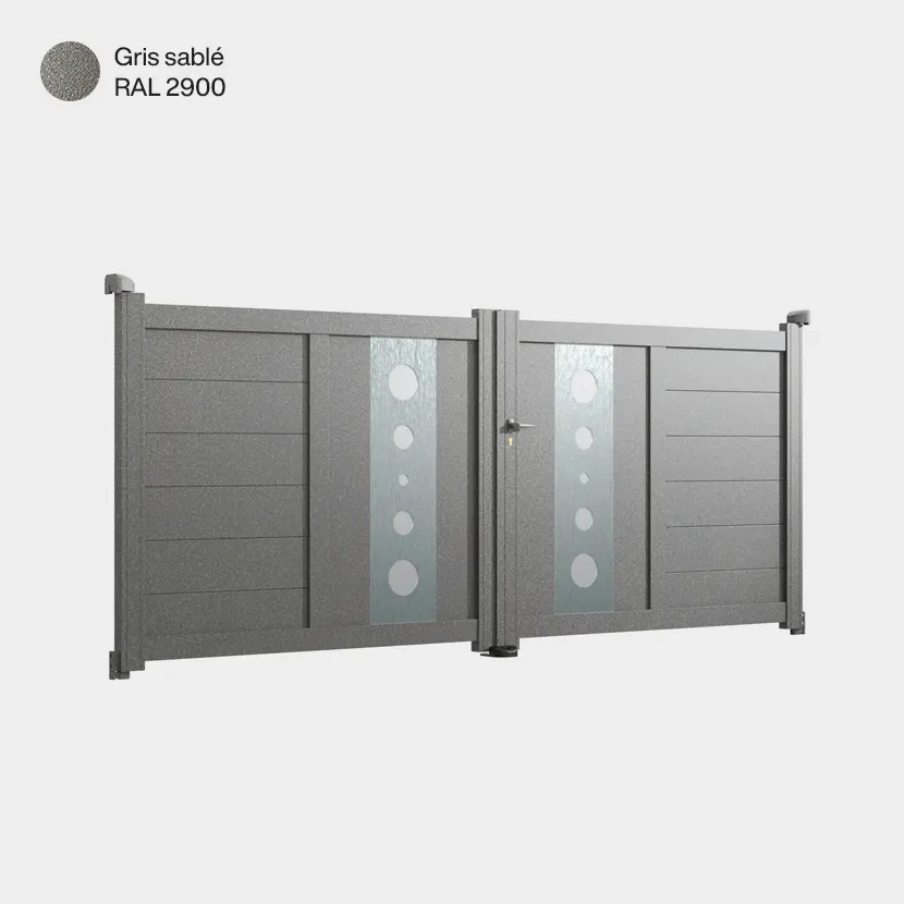 Portail aluminium: Portail double battant Marseille Gris sable RAL 2900